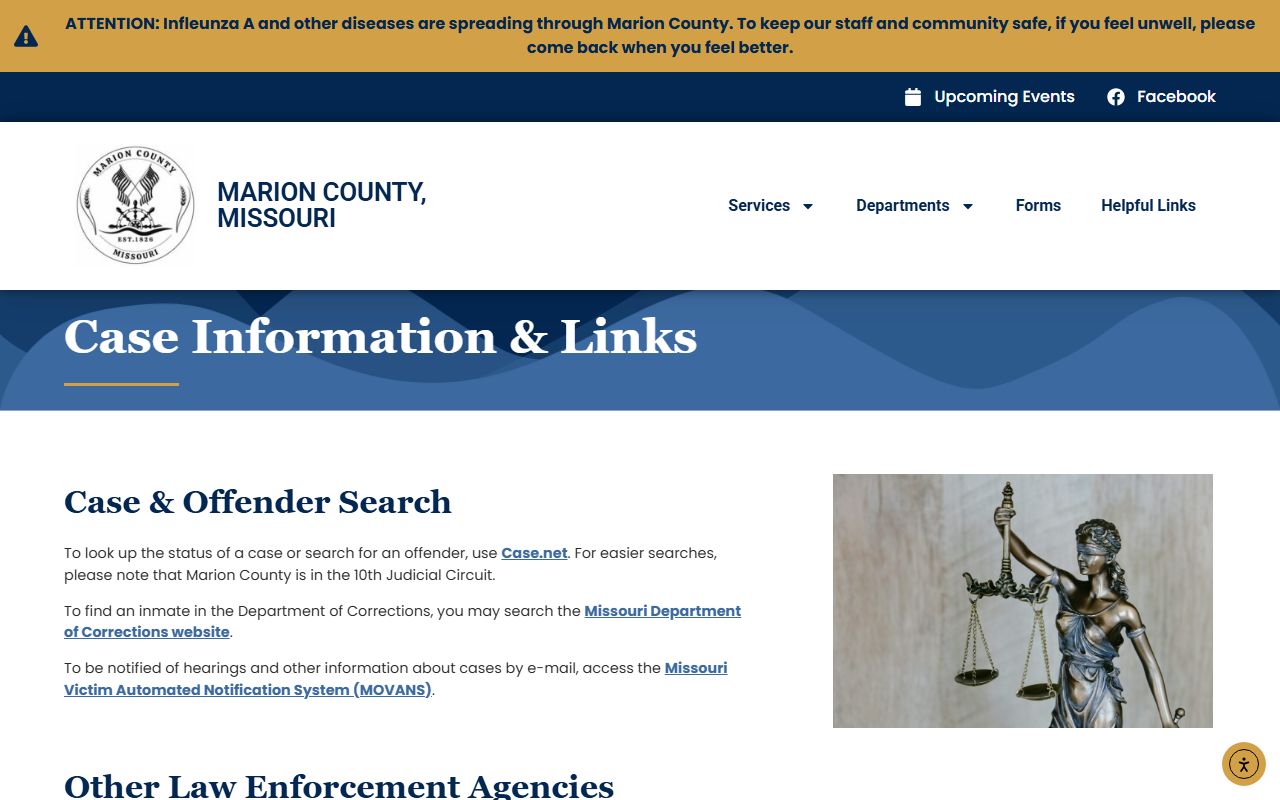 Marion County court records after jail arrest case offender links page